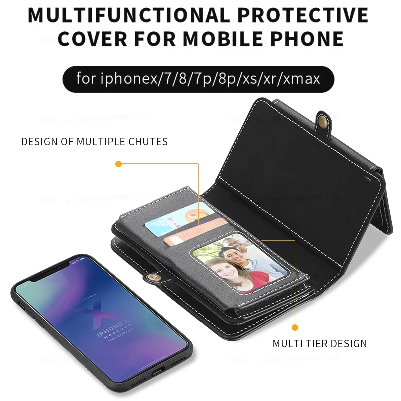 Multi Card Holders Wallet Mobile Phone Adsorption Protective Case For iPhone XS Max XR Leather Cover For iPhone 8 7 Plus X Gift
Multi Card Holders Wallet Mobile Phone Adsorption Protective Case For iPhone XS Max XR Leather Cover For iPhone 8 7 Plus X Gift
