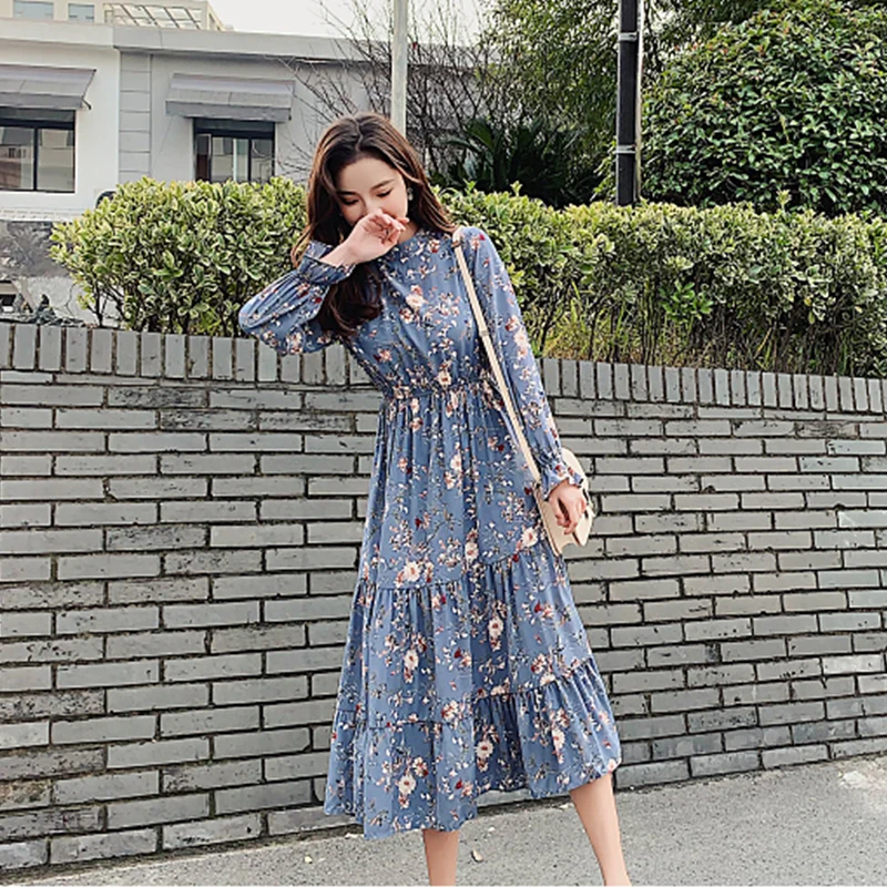 2019 Korean version New Fashion Floral Chiffon A-line dress Women Leisure loose Ruffled pleated dress cc101
2019 Korean version New Fashion Floral Chiffon A-line dress Women Leisure loose Ruffled pleated dress cc101