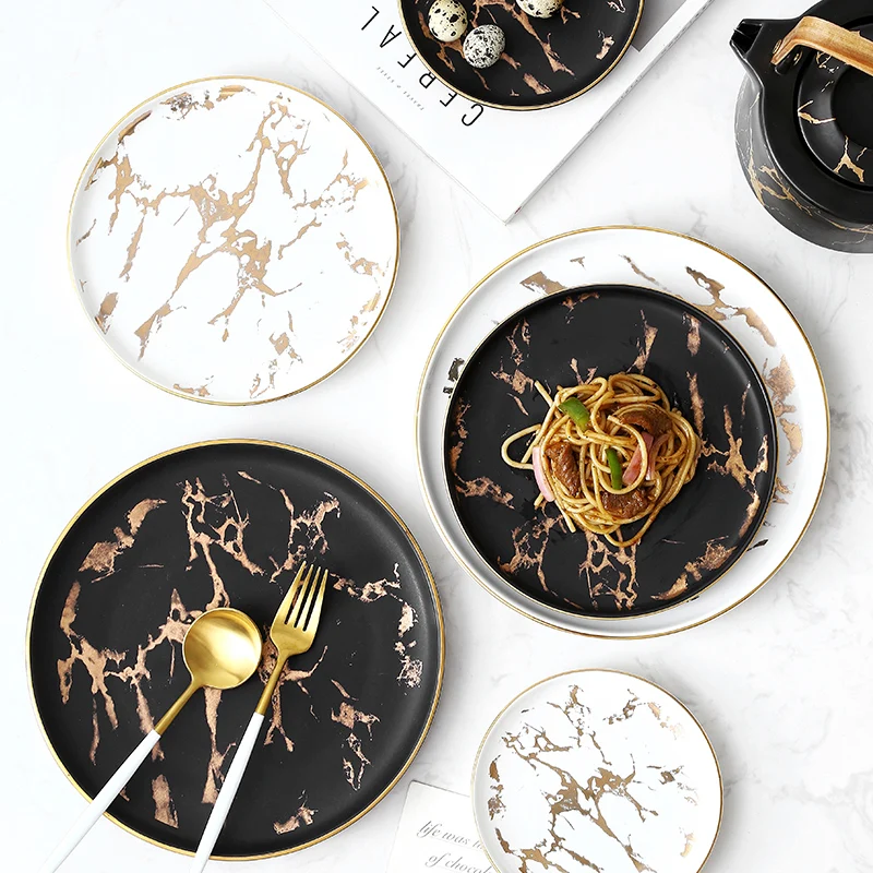 Nordic Salad Plate Ins Gold Inlay Dinner Dish Marble Pattern Steak Plates Home Hotel Ceramic Food Dishes Tray Drop Shipping
Nordic Salad Plate Ins Gold Inlay Dinner Dish Marble Pattern Steak Plates Home Hotel Ceramic Food Dishes Tray Drop Shipping