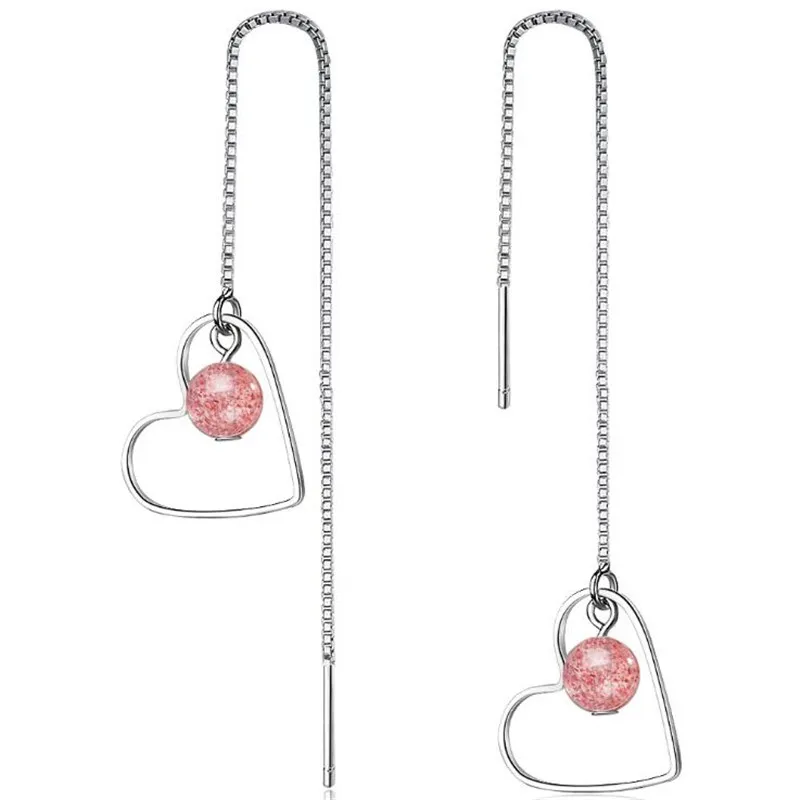 New Exquisite Fashion Ear Line Love 925 Sterling Silver Jewelry Heart Shaped Pink Strawberry Crystal Ball Dangle Earrings SE690
New Exquisite Fashion Ear Line Love 925 Sterling Silver Jewelry Heart Shaped Pink Strawberry Crystal Ball Dangle Earrings SE690