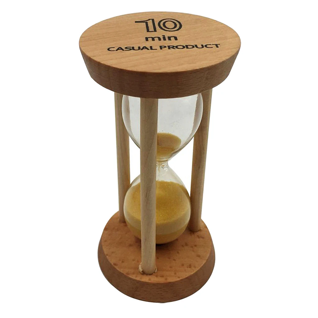 10 Minutes Wooden Frame Yellow Sand Egg Timer Hourglass Kitchen Cooking Timer for Home/Office Desktop Ornament & Birthday Gift