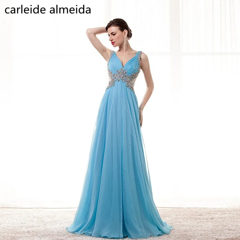 A-Line Chiffon & Tulle Blue Prom Dresses Deep V-Neck Crystal Bodice Vestido de festa longo Women's Formal Dress Gala jurken
A-Line Chiffon & Tulle Blue Prom Dresses Deep V-Neck Crystal Bodice Vestido de festa longo Women's Formal Dress Gala jurken