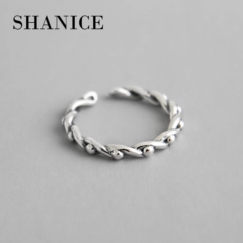 SHANICE 925 sterling silver open ring Vintage old twisted woven beaded surface ring Femme Punk Ring Accessories Gift
SHANICE 925 sterling silver open ring Vintage old twisted woven beaded surface ring Femme Punk Ring Accessories Gift