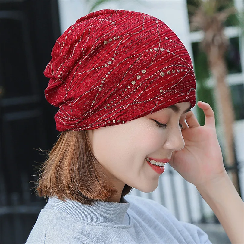 Women cotton Thin lace Turban Hat with Rhinestone Soft Sleep Cap Chemo Beanies Chapeaux Pour Les Femmes Gorros Mujer
Women cotton Thin lace Turban Hat with Rhinestone Soft Sleep Cap Chemo Beanies Chapeaux Pour Les Femmes Gorros Mujer