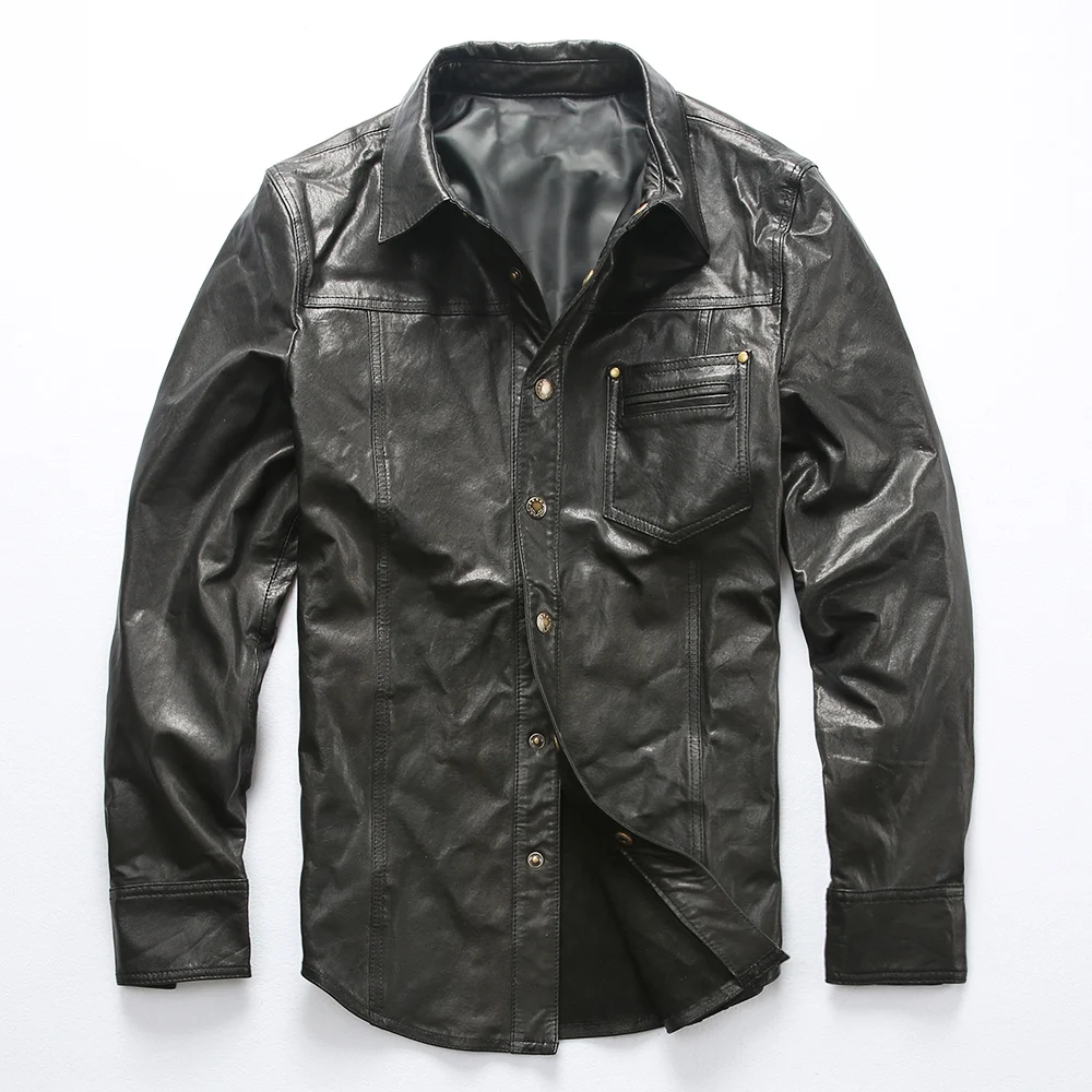 2019 Men's Spring Summer Thin Jacket Genuine Leather Single Breasted Black Coat Classic Vintage Casual Motorcycle Rider Jacket
2019 Men's Spring Summer Thin Jacket Genuine Leather Single Breasted Black Coat Classic Vintage Casual Motorcycle Rider Jacket