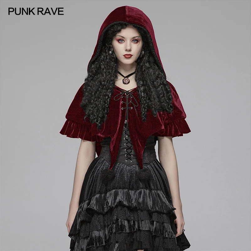 PUNK RAVE Women's Gothic Lolita Witch Hooded Velvet Short Cloak Steampunk Retro Party Cloak Cape
PUNK RAVE Women's Gothic Lolita Witch Hooded Velvet Short Cloak Steampunk Retro Party Cloak Cape