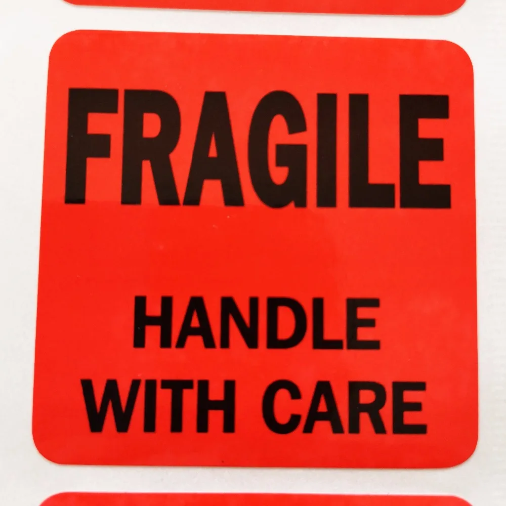3000pcs/lot 51x51mm FRAGILE HANDLE WITH CARE, black printing on red background, Item No. SS12
3000pcs/lot 51x51mm FRAGILE HANDLE WITH CARE, black printing on red background, Item No. SS12