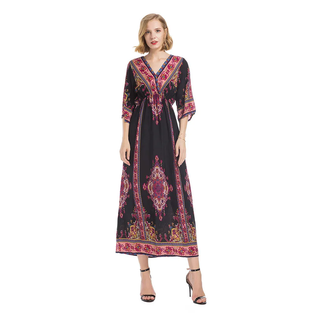 Women National Style V-neck Positioning Print Trumpet Sleeves Long Dress Ladies Elegant Fashion Casual Female vestidos #xqx
Women National Style V-neck Positioning Print Trumpet Sleeves Long Dress Ladies Elegant Fashion Casual Female vestidos #xqx