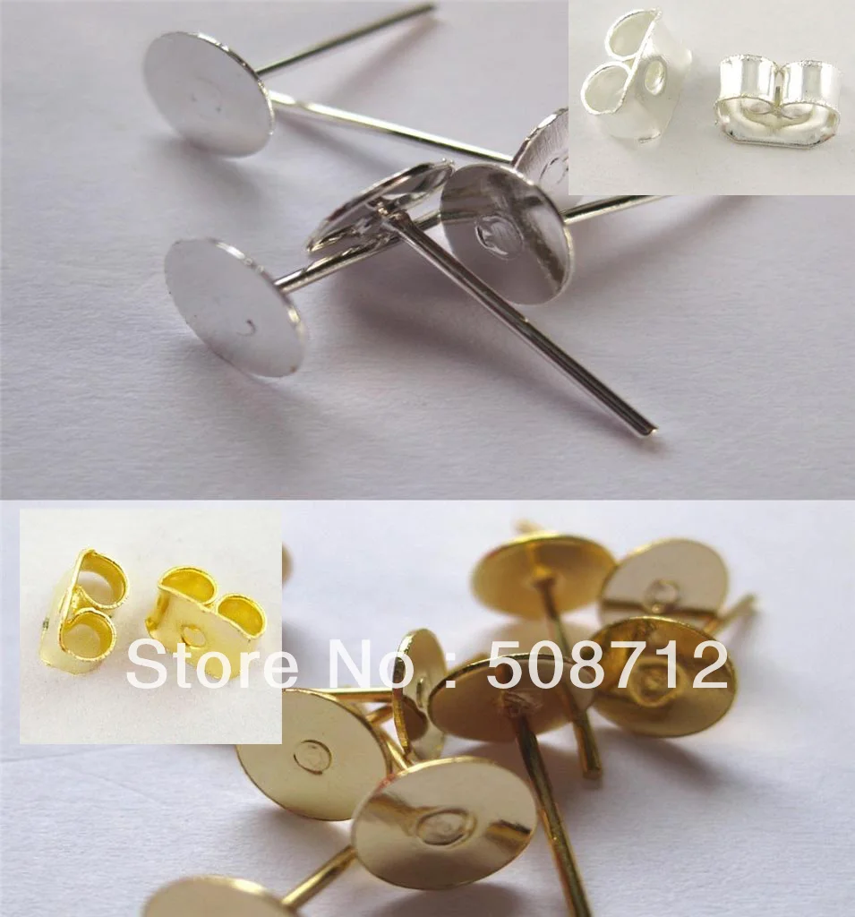 Free shipping!!!1000 Sets 6mm Earring Posts Studs with Flat Pad and Butterfly Backs - Choice of colour
Free shipping!!!1000 Sets 6mm Earring Posts Studs with Flat Pad and Butterfly Backs - Choice of colour