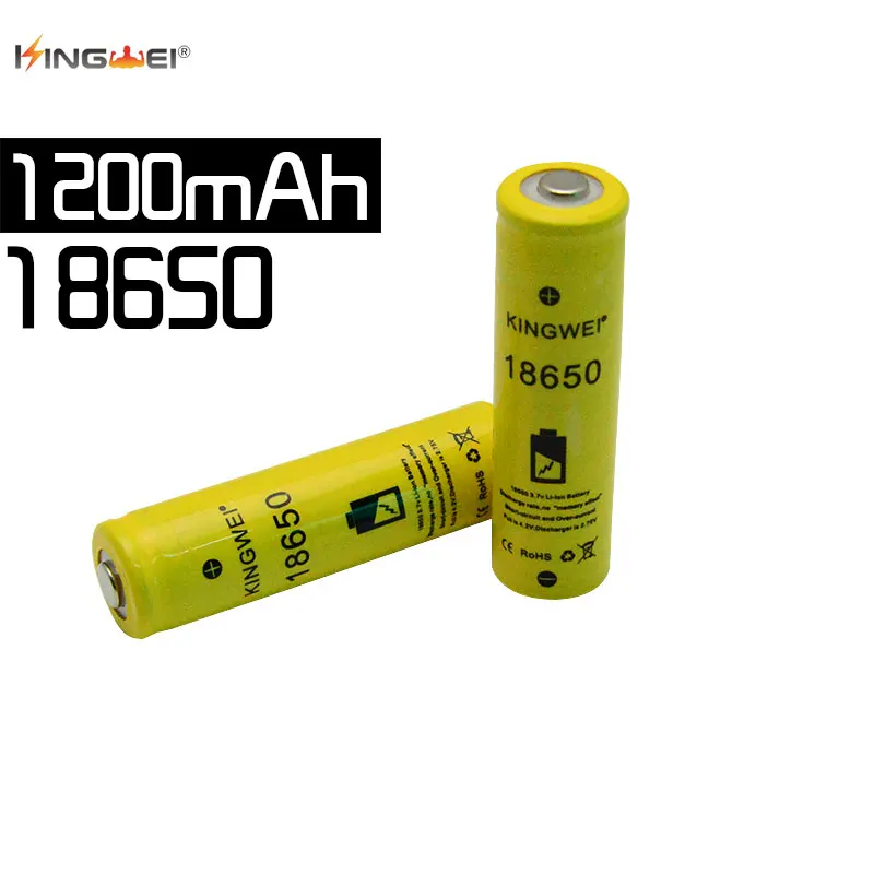 KingWei 18650 100% новый желтый 1200 mAh 3 7 v литиевая батарея литий-ионная аккумуляторная