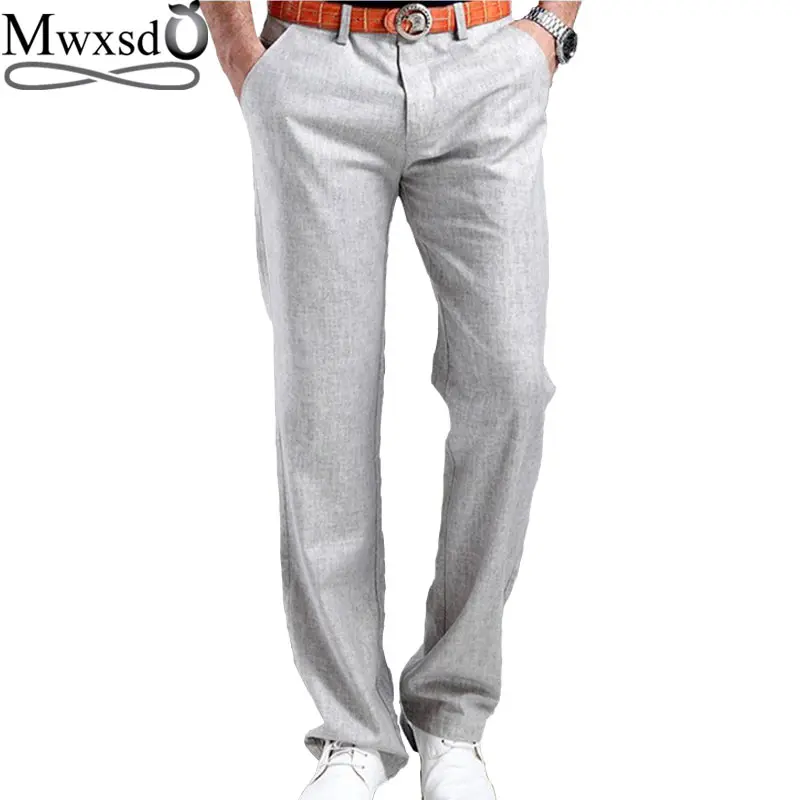 

Mwxsd brand high quality summer Men's Linen cotton Pants men Casual breathing trousers Men's Clothing business pants Size 29-38