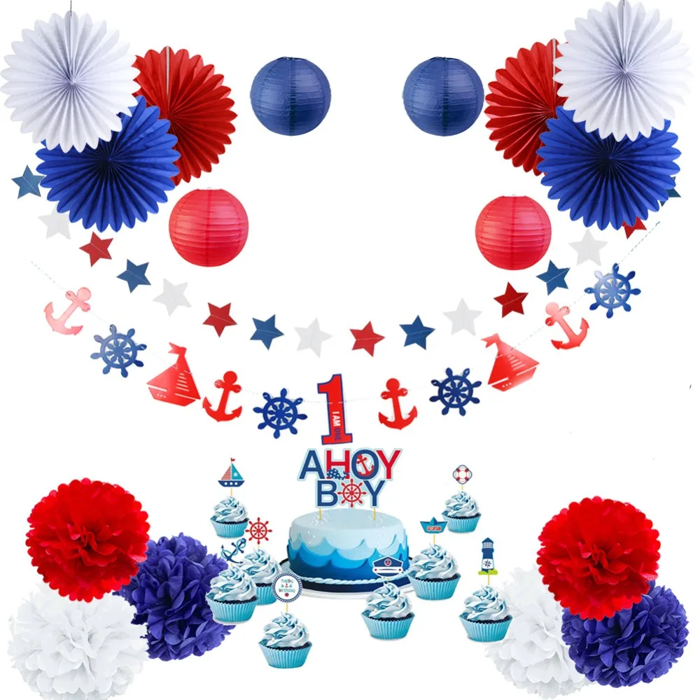 Set of 19 Marine Style Party Decorations 1-6 Years Old Birthday Nautical Paper Banner for Baby Shower Boys Birthday Party New
Set of 19 Marine Style Party Decorations 1-6 Years Old Birthday Nautical Paper Banner for Baby Shower Boys Birthday Party New