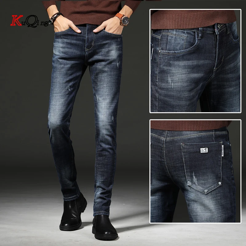 KUQING blue jeans men slim fit fashions 2019 new style stretch men's jeans pants
KUQING blue jeans men slim fit fashions 2019 new style stretch men's jeans pants