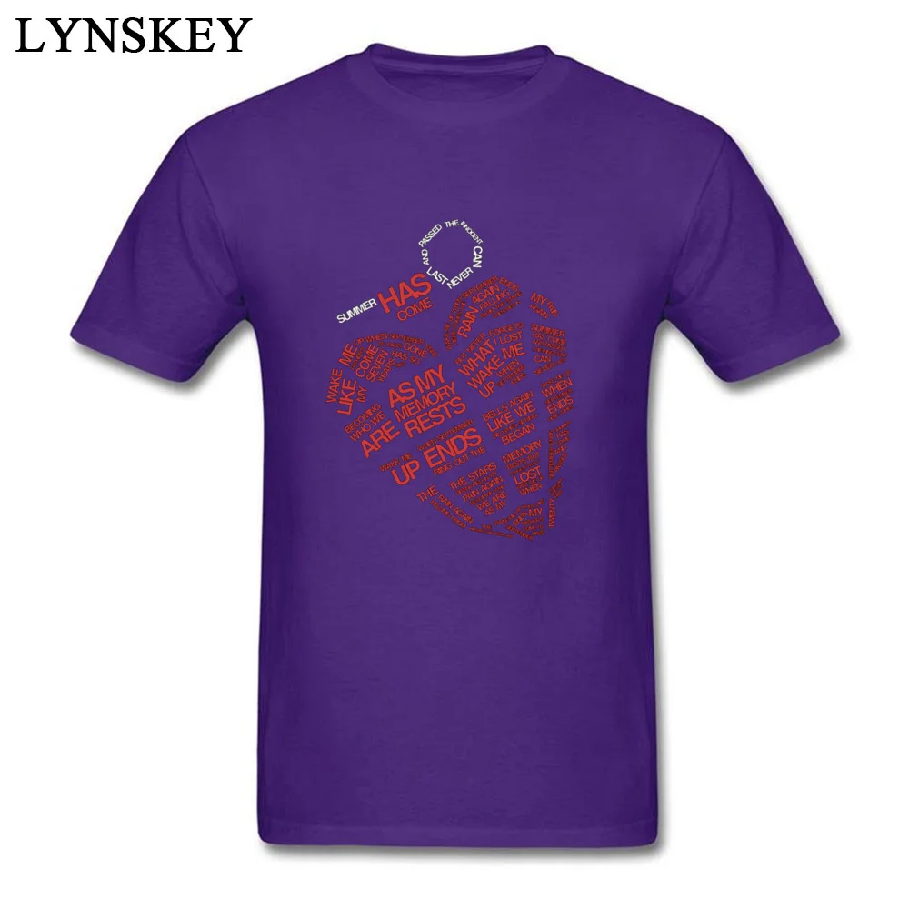 Pure Cotton Tops T Shirt Green Day 2017 Art for Men Printed T Shirt Crazy Designer Round Neck Short Sleeve Tee-Shirts purple