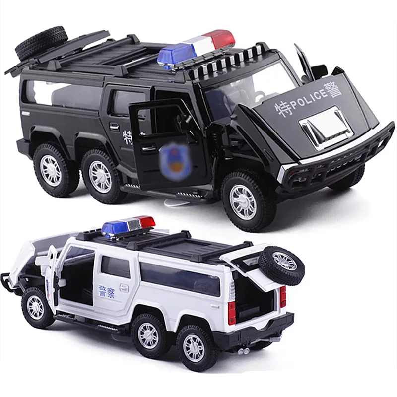 1: 32 alloy six-wheeled Hummer police car sound and light chariot model simulation off-road vehicle pull back
1: 32 alloy six-wheeled Hummer police car sound and light chariot model simulation off-road vehicle pull back
