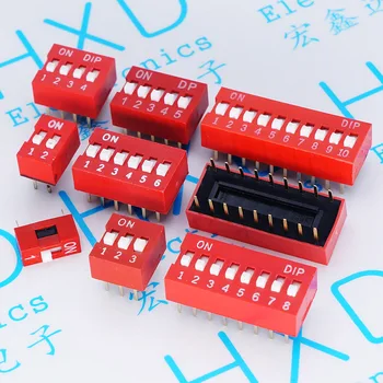 100pcs/lot 2.54 mm red dial switch 1P ~ 10P straight pin
