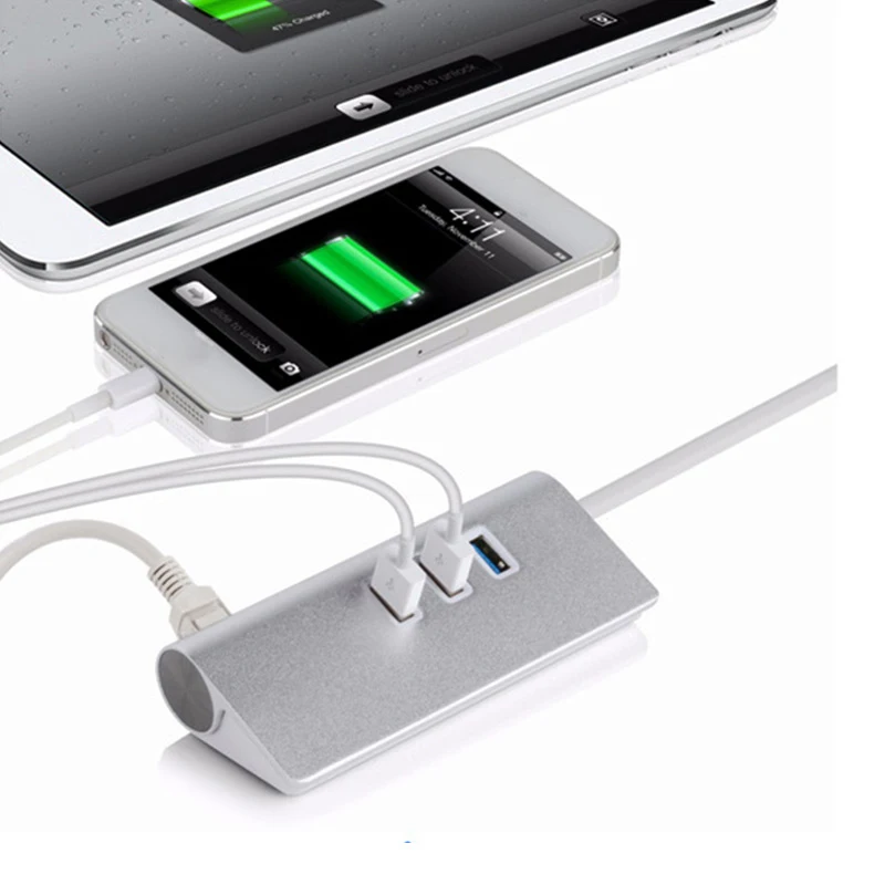 USB3.1 Type-C To RJ45 3 Port USB 3.0 Aluminum Alloy HUB With 10/100/1000Mbps Network External Adapter Card For MacBooks Laptop | Компьютеры