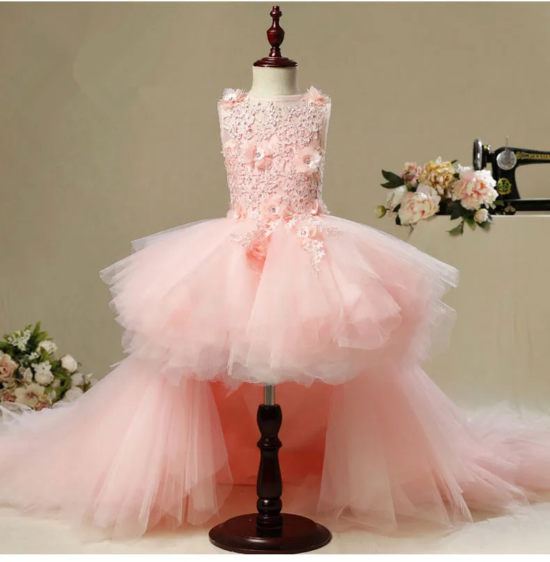 KICCOLY/новое длинное платье с цветочным рисунком для девочек на свадьбу Розовое из