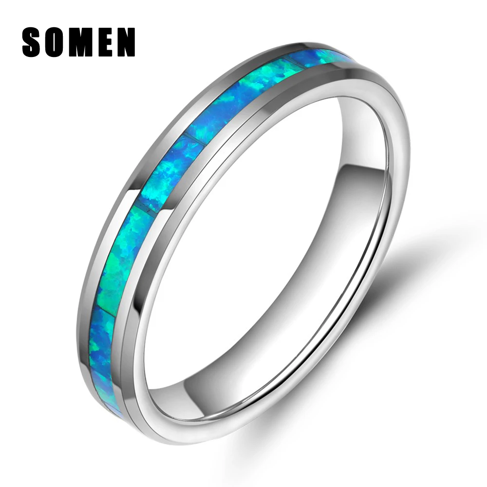 4mm Rings For Women Tungsten Ring Blue Fire Opal Inlay Luxury Wedding Band Engagement Rings Cocktail Ring Jewelry anillos mujer
4mm Rings For Women Tungsten Ring Blue Fire Opal Inlay Luxury Wedding Band Engagement Rings Cocktail Ring Jewelry anillos mujer
