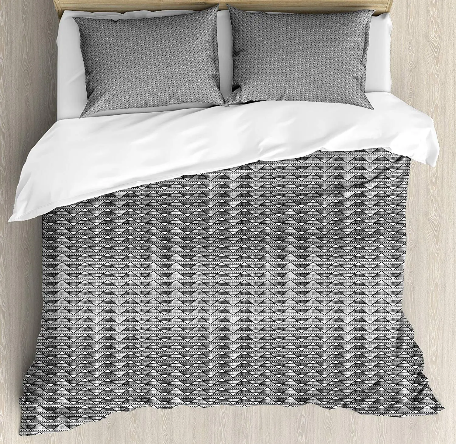 Black and White Duvet Cover Set Ethnic Herringbone Pattern, Tribal Folklore Motifs, Decorative 3 Piece Bedding Set
Black and White Duvet Cover Set Ethnic Herringbone Pattern, Tribal Folklore Motifs, Decorative 3 Piece Bedding Set