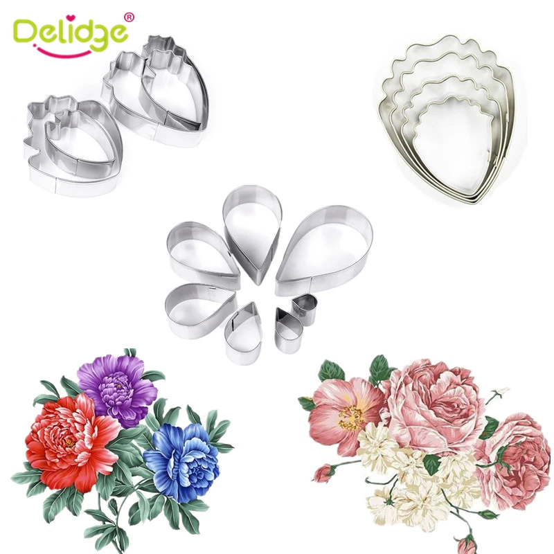 Delidge 4-6 pcs/lot 3D Beautiful Flower Cake Mold Stainless Steel Peony Flower Teardrop-Shaped Cookie Fondant Cake Decoration
Delidge 4-6 pcs/lot 3D Beautiful Flower Cake Mold Stainless Steel Peony Flower Teardrop-Shaped Cookie Fondant Cake Decoration