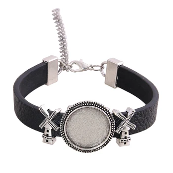 New 1pcs 6 Color PU Bracelet Silver Windmill Base Setting Cuff Blank Trays Brazel Fit 18mm Glass Cameo Dome Cabochon DIY Jewelry
New 1pcs 6 Color PU Bracelet Silver Windmill Base Setting Cuff Blank Trays Brazel Fit 18mm Glass Cameo Dome Cabochon DIY Jewelry