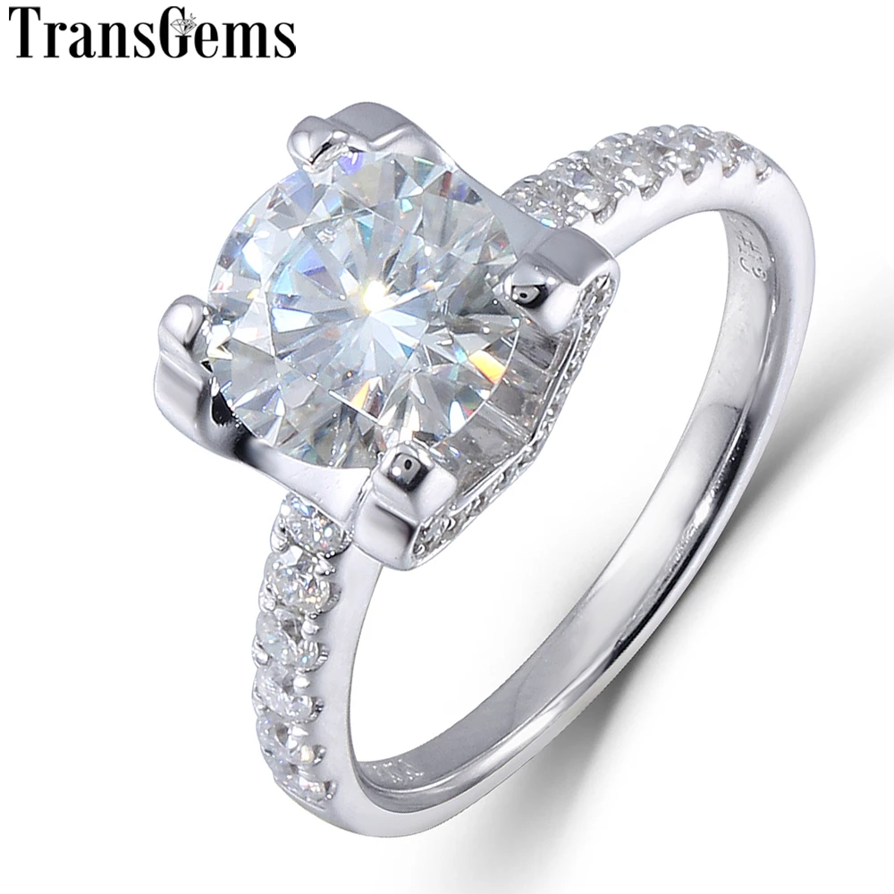 TransGems 2 Carat Lab Grown Moissanite Diamond Solitaire Wedding Ring Solid 14K White Gold Engagement Band for Women
TransGems 2 Carat Lab Grown Moissanite Diamond Solitaire Wedding Ring Solid 14K White Gold Engagement Band for Women