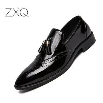 Brand Black Shoes Mens Patent Leather Tassel Shoes Pointed Toe Loafers Slip On Office Formal Dress Shoes Men
Brand Black Shoes Mens Patent Leather Tassel Shoes Pointed Toe Loafers Slip On Office Formal Dress Shoes Men