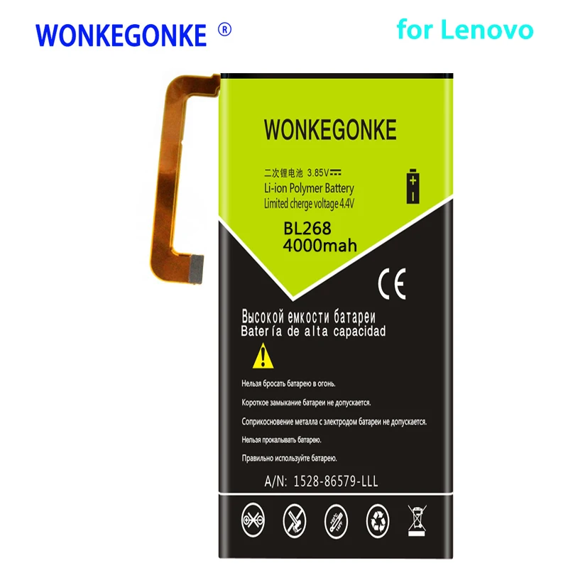 WONKEGONKE 4000mah BL268 Battery for Lenovo Zuk Z2 Z2131 Batteries Bateria High quality
WONKEGONKE 4000mah BL268 Battery for Lenovo Zuk Z2 Z2131 Batteries Bateria High quality