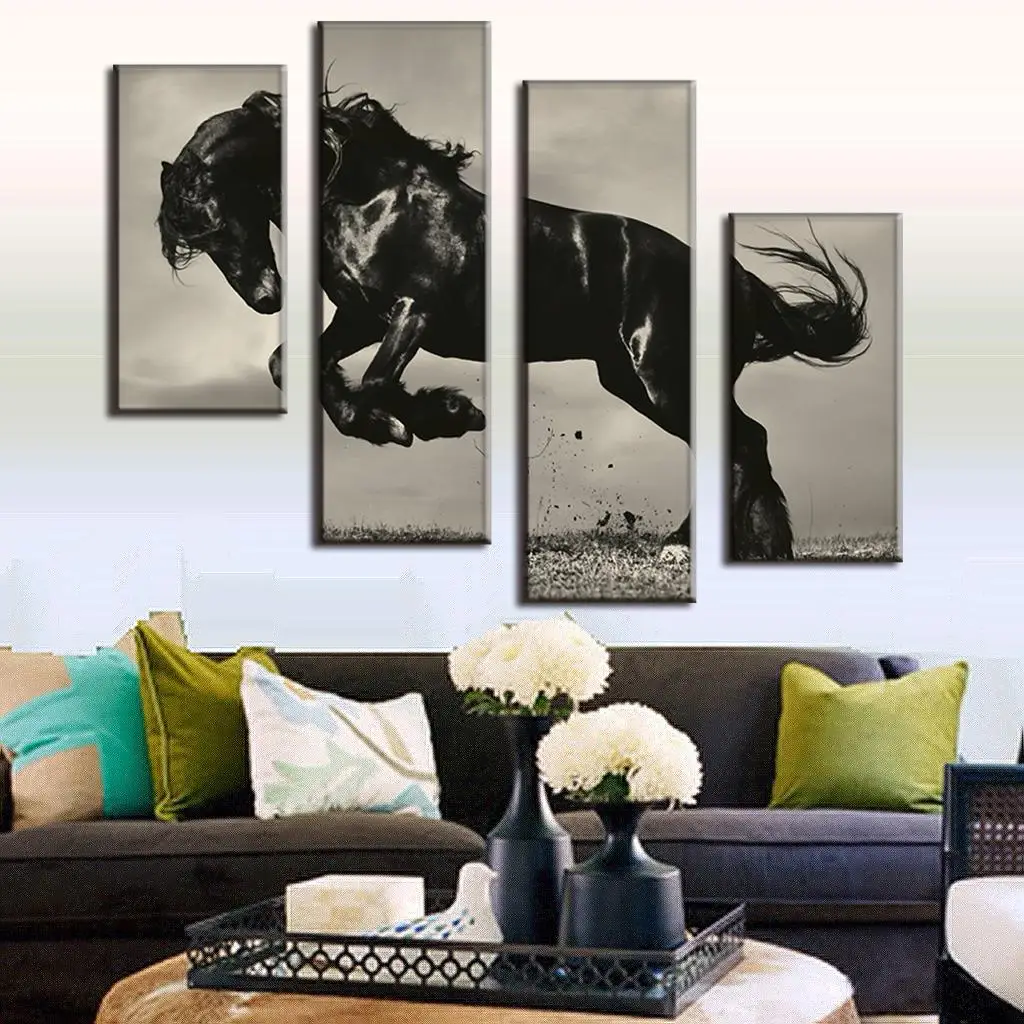 Huge 4 Pcs/set Animal Painting Combined Horse Painting Print On Canvas Modern Jumping Black Horse Poster Wall Art for Home Decor
Huge 4 Pcs/set Animal Painting Combined Horse Painting Print On Canvas Modern Jumping Black Horse Poster Wall Art for Home Decor