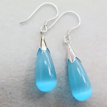 New 925 Sterling Silver with Blue Cat's Eyes Stone Raindrop Dangle Earrings
New 925 Sterling Silver with Blue Cat's Eyes Stone Raindrop Dangle Earrings