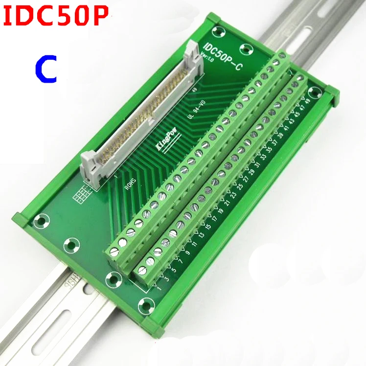 

IDC50P Male socket to 50P terminal block breakout board adapter DIN Rail Mounting