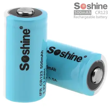 2pcs/lot Soshine IFR CR123 3.2V 500mAh LiFePO4 Rechargable Battery with Low Self Discharge for Flashlight / Headlamp / Camera
2pcs/lot Soshine IFR CR123 3.2V 500mAh LiFePO4 Rechargable Battery with Low Self Discharge for Flashlight / Headlamp / Camera