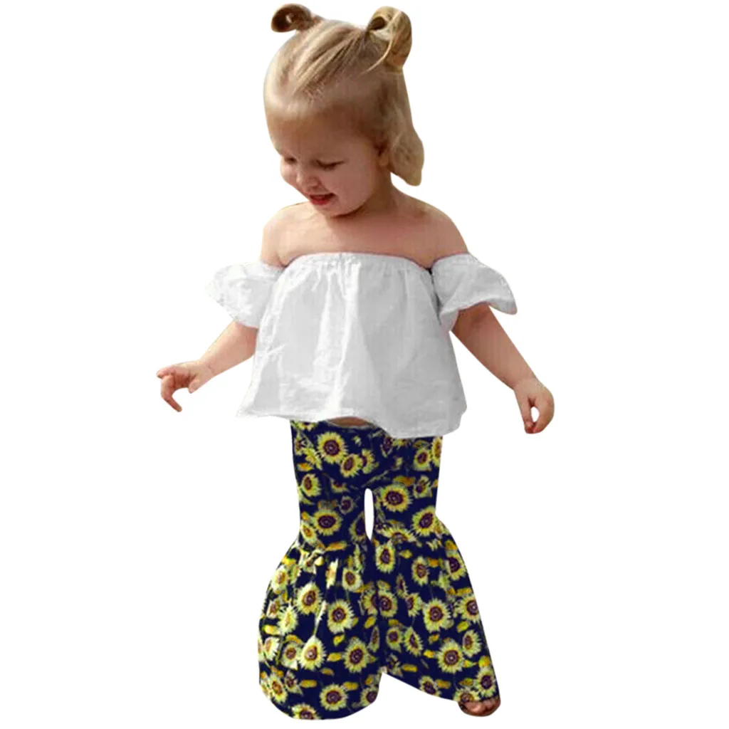 Toddler Baby Girls Sets Off Shoulder Solid Tops+Sunflower Print Pants Infant Suit Kids Outfits Sets 1-4 Years Clothes
Toddler Baby Girls Sets Off Shoulder Solid Tops+Sunflower Print Pants Infant Suit Kids Outfits Sets 1-4 Years Clothes