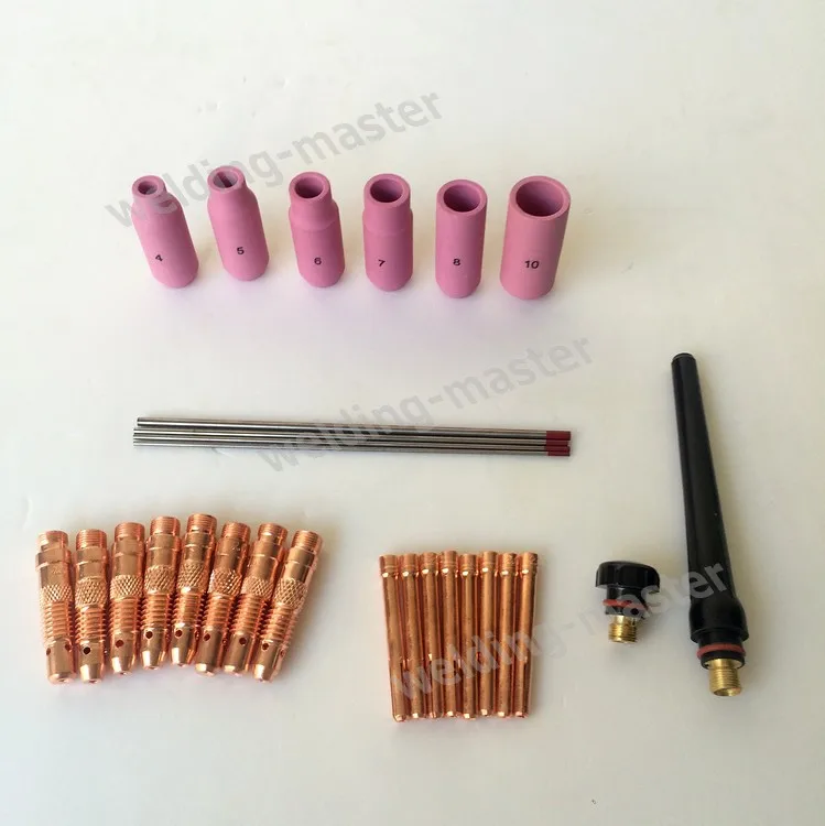 Free Shipping Tig Welding Torch Consumables Tungsten Electrode Nozzle Collet Body Kit for Wp-17/18/26 28 pcs
Free Shipping Tig Welding Torch Consumables Tungsten Electrode Nozzle Collet Body Kit for Wp-17/18/26 28 pcs
