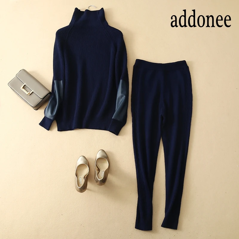 New Style High Quality Autumn Winter Cashmere Wool Women's Sets Sweater Trousers Warm Solid Turtleneck Fashion Victoria Star
New Style High Quality Autumn Winter Cashmere Wool Women's Sets Sweater Trousers Warm Solid Turtleneck Fashion Victoria Star