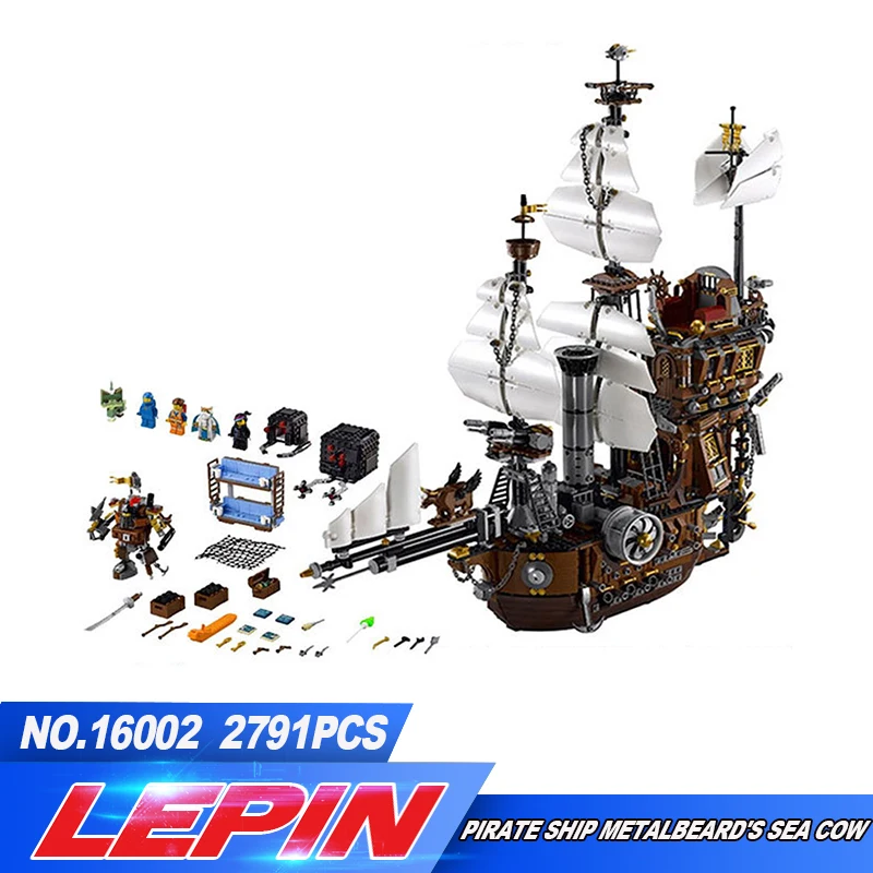 

DHL IN STOCK Lepin 16002 2791Pcs Pirate Ship MetalBeard's Sea Cow Model Building Kits Blocks Bricks Compatible legoed 10708 Toys