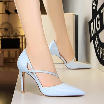 High Heels Woman Pumps leather Sandals Pointed Toe Pump Shallow Hollow shoes heel Slides Sandalias mujer Black light blue gray
High Heels Woman Pumps leather Sandals Pointed Toe Pump Shallow Hollow shoes heel Slides Sandalias mujer Black light blue gray
