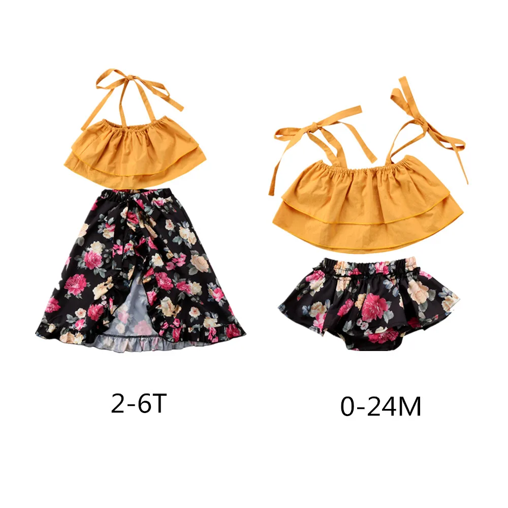 2018 Cute Toddler Baby Kids Girls Sisters Strap Off Shoulder Yellow Tops Floral Shorts Skirt Floral Outfits Vest Summer Set
2018 Cute Toddler Baby Kids Girls Sisters Strap Off Shoulder Yellow Tops Floral Shorts Skirt Floral Outfits Vest Summer Set