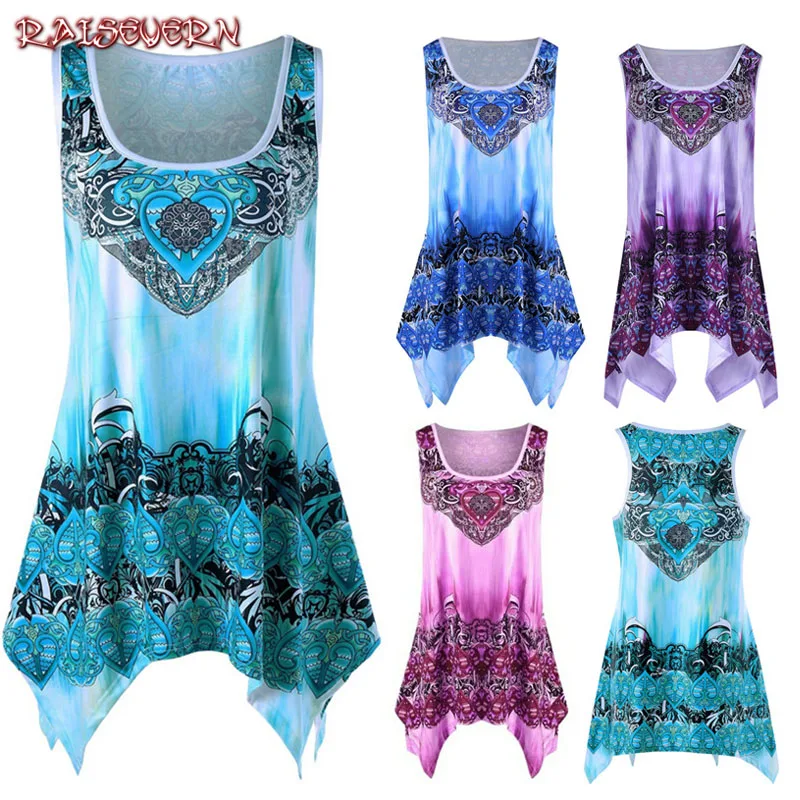 RAISEVERN Sexy Floral Printed Vintage Tank Top Womens Boho Sleeveless Summer Casual Irregular Tees Shirt Tops Plus Size Vestidos
RAISEVERN Sexy Floral Printed Vintage Tank Top Womens Boho Sleeveless Summer Casual Irregular Tees Shirt Tops Plus Size Vestidos