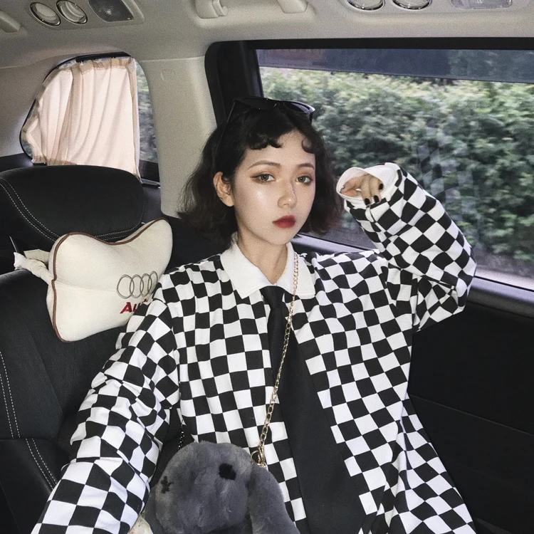 2019 New Ulzzang Harajuku Korean Boyfriend Loose Long Sleeve Polo Shirt Black And White plaid T-shirt Women's Tops Tee Clothes
2019 New Ulzzang Harajuku Korean Boyfriend Loose Long Sleeve Polo Shirt Black And White plaid T-shirt Women's Tops Tee Clothes