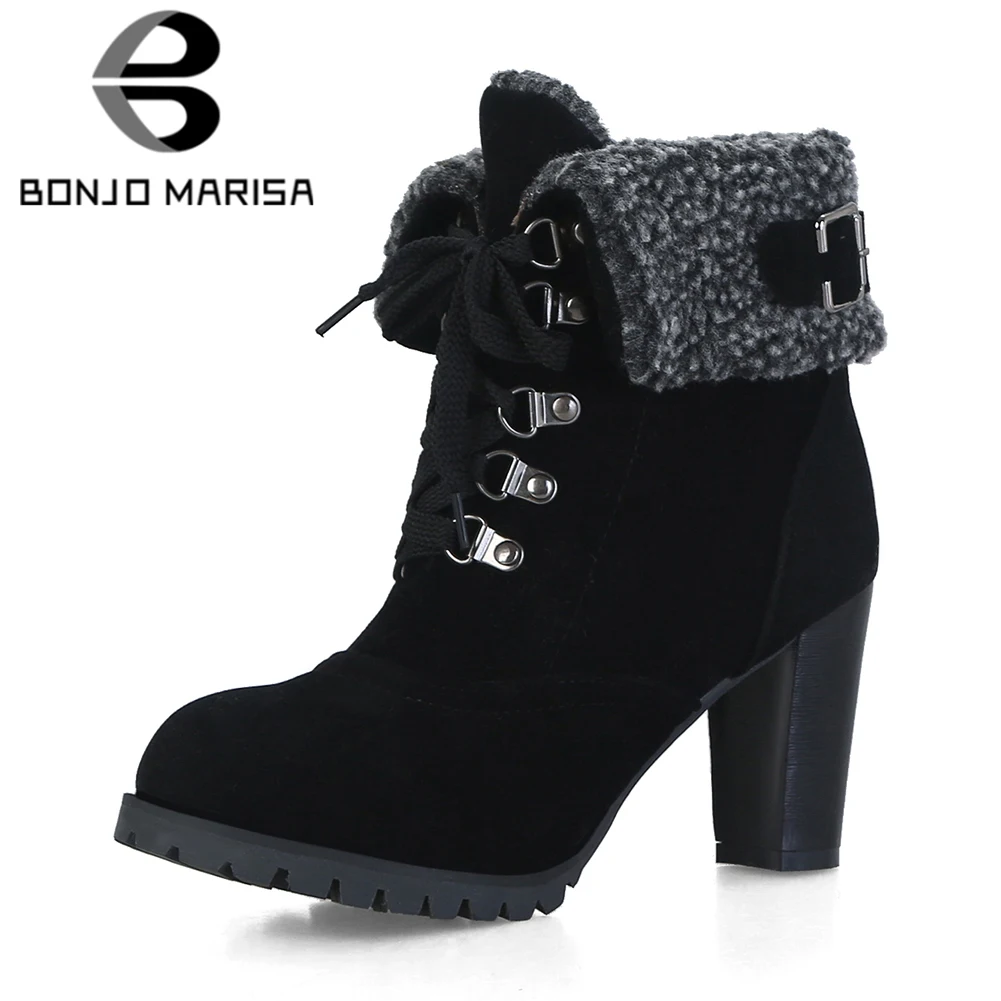 BONJOMARISA Plus Size 32-44 Fur Snow Boots Women Autumn Winter 2019 lace-up turned-over Edges 8 Cm High Heels Shoes Woman
BONJOMARISA Plus Size 32-44 Fur Snow Boots Women Autumn Winter 2019 lace-up turned-over Edges 8 Cm High Heels Shoes Woman