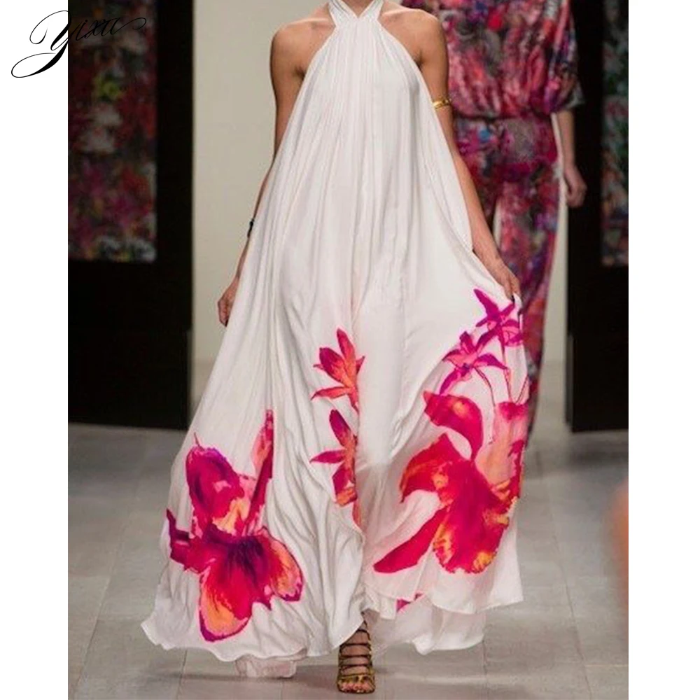 Summer Woman Chiffon Maxi Dress Sleeveless Sexy Halter Neck Ladies Party Dresses Floral Print Female Floor Dresses New 2019
Summer Woman Chiffon Maxi Dress Sleeveless Sexy Halter Neck Ladies Party Dresses Floral Print Female Floor Dresses New 2019