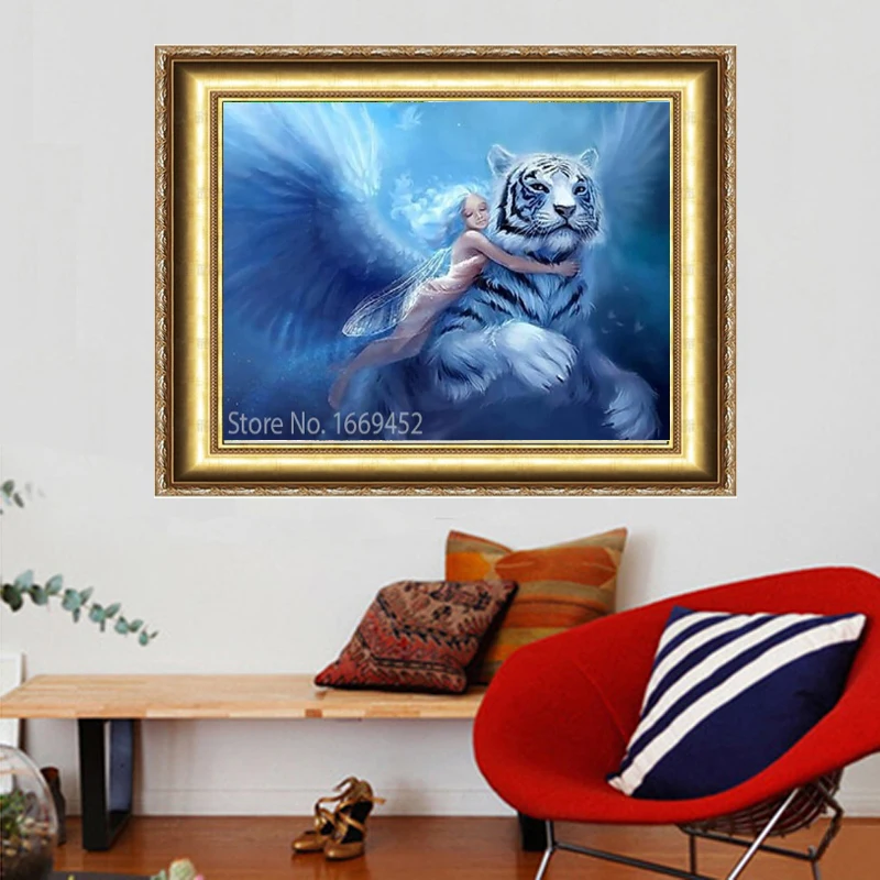 

DIY Алмазная картина животное девушка и тигр вышивка бисером Алмазная Вышивка Узор Вышивка Пэчворк аксессуары поделки