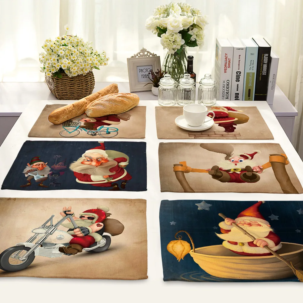 Cartoon Christmas Table Mat Cotton Linen Placemat for Dining Table Drink Coasters Christmas Kitchen Decoration Accessories Home
Cartoon Christmas Table Mat Cotton Linen Placemat for Dining Table Drink Coasters Christmas Kitchen Decoration Accessories Home