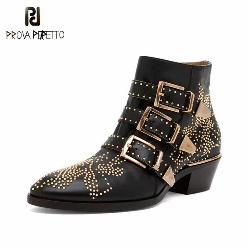 Prova perfetto The New Chic Point Toe Motorcycle Boots Studded Buckle With Metal Decoration Fashion Rivet Ankle Boots Women
Prova perfetto The New Chic Point Toe Motorcycle Boots Studded Buckle With Metal Decoration Fashion Rivet Ankle Boots Women