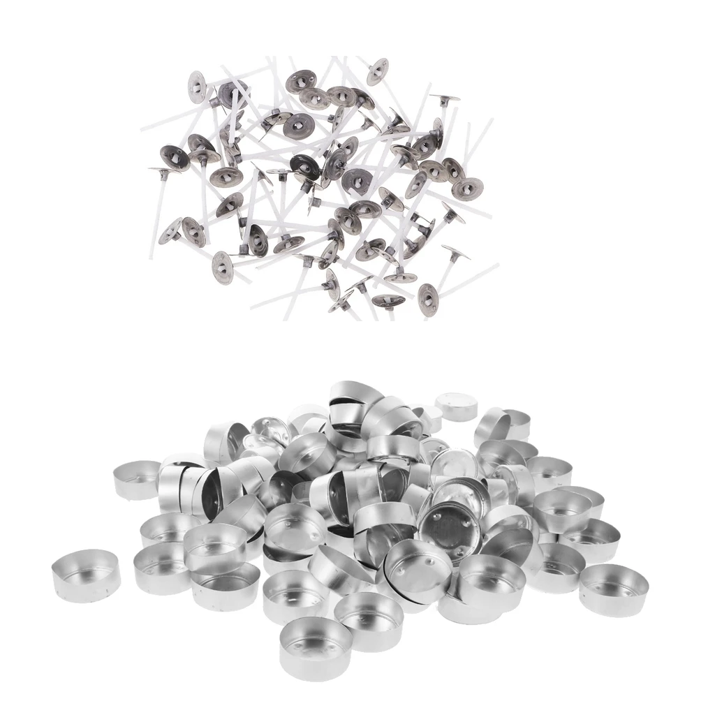 300 Aluminum Empty Tealight Cup Case Candle Wax Container Box & Candle Wicks