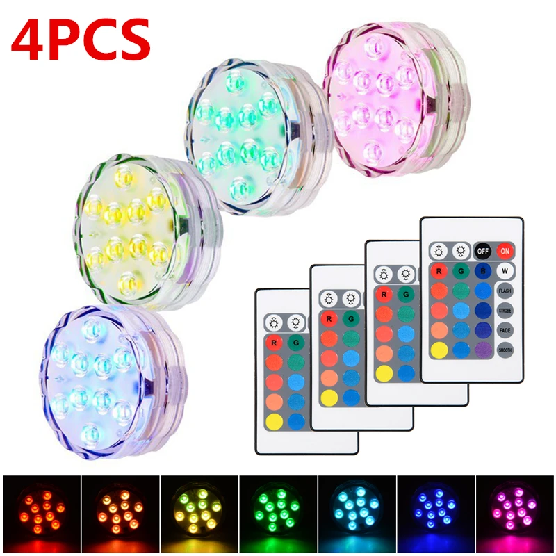 4 PCS Submersible LED Waterproof Lights Underwater RGB Colors Remote Control Wireless Vase Light Party Wedding Pool Light
4 PCS Submersible LED Waterproof Lights Underwater RGB Colors Remote Control Wireless Vase Light Party Wedding Pool Light