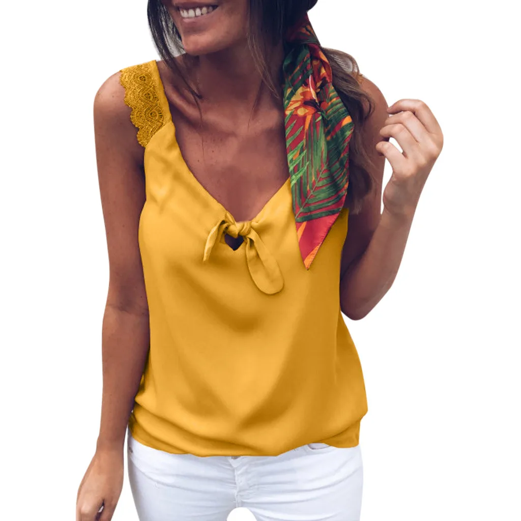 Women Floral Lace up Casual Bow Tie Sexy V-Neck Summer Sleeveless Top TankCasual and comfortable solid color vest Camisola#20
Women Floral Lace up Casual Bow Tie Sexy V-Neck Summer Sleeveless Top TankCasual and comfortable solid color vest Camisola#20