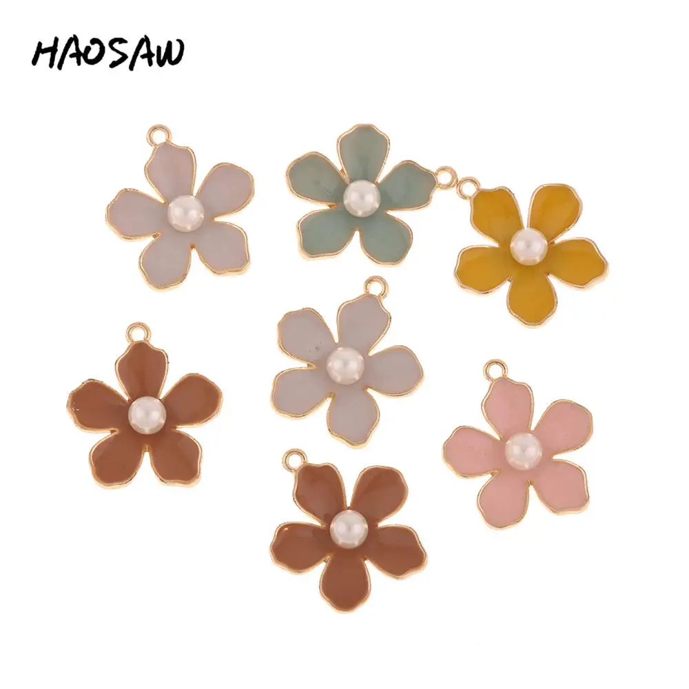 HAOSAW 24*27MM 6Pcs/Lot Flower Charm/Paint With Imitation Pearl Earring Findings/Jewelry Accessories/Handmade DIY Charms
HAOSAW 24*27MM 6Pcs/Lot Flower Charm/Paint With Imitation Pearl Earring Findings/Jewelry Accessories/Handmade DIY Charms